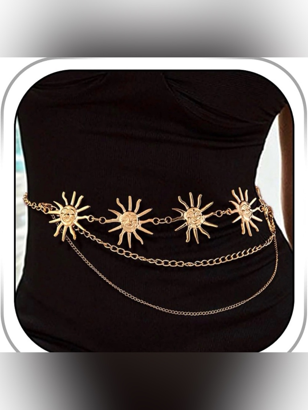 Gold Sun Waist chain belt - Picture 2 of 10